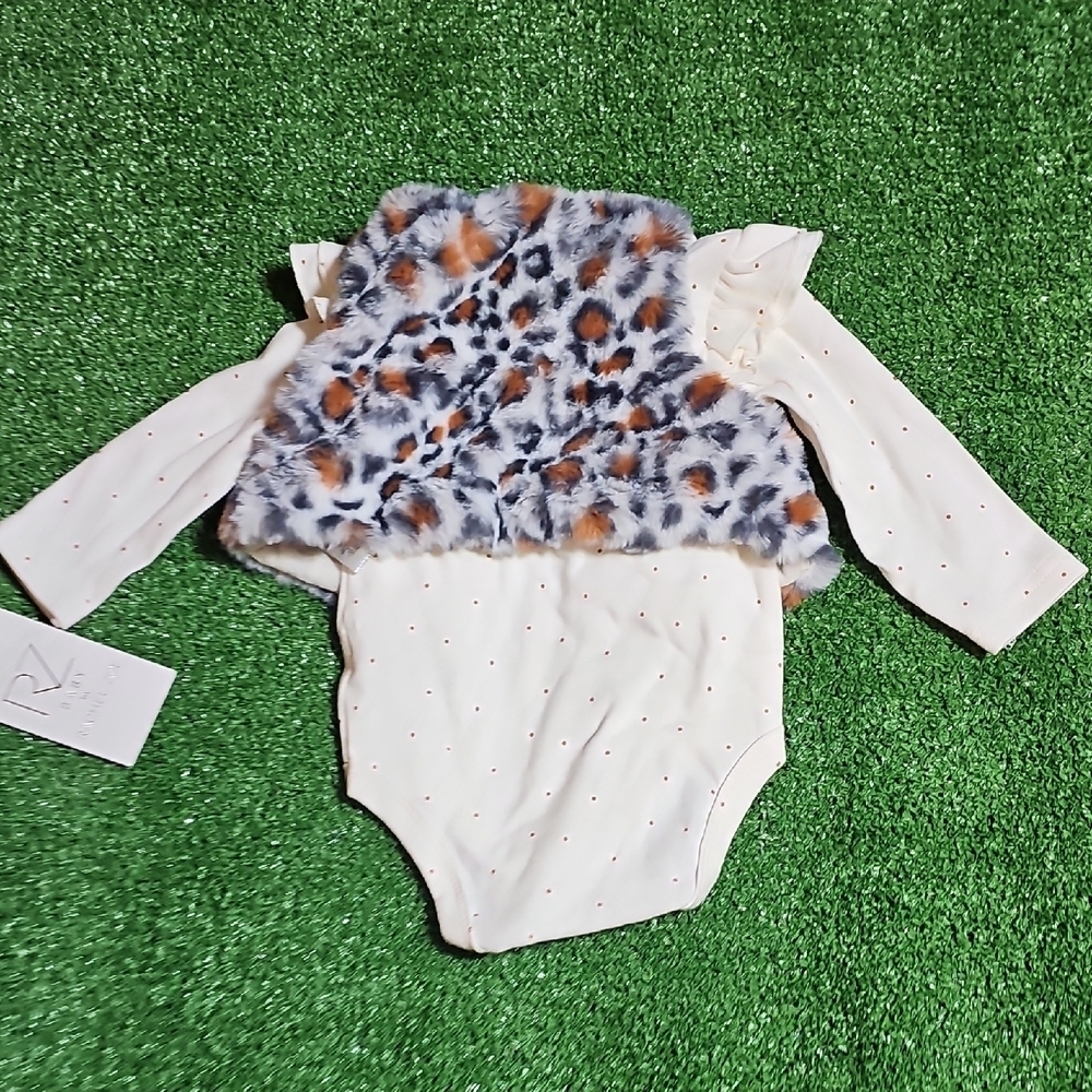 Leopard Print Vest with Orange Velvet Pants Set - Picture 4 of 6